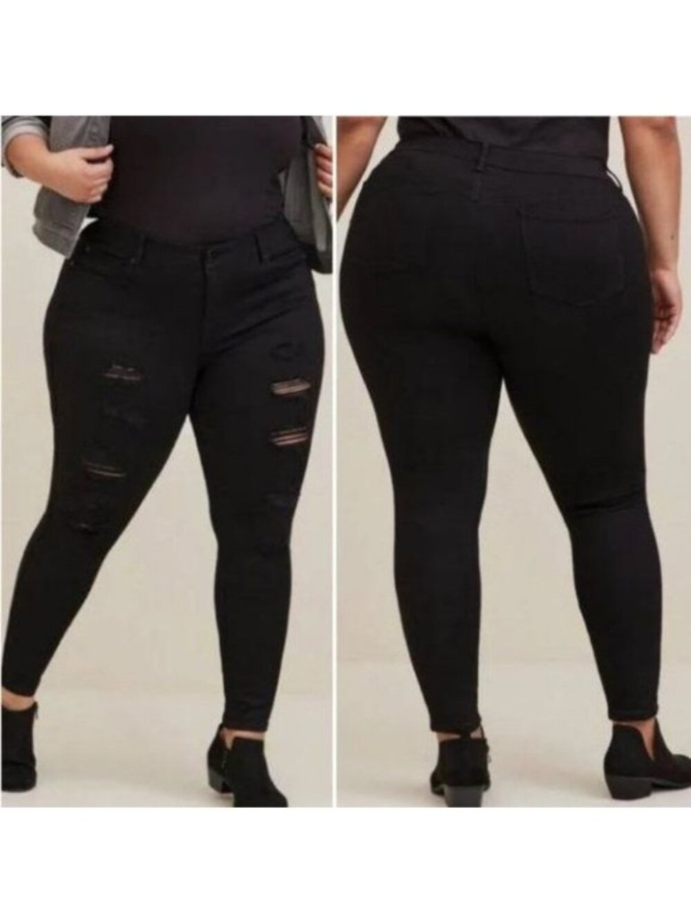 Torrid | Bombshell Skinny Premium Stretch High-Rise Destructed Jean Black